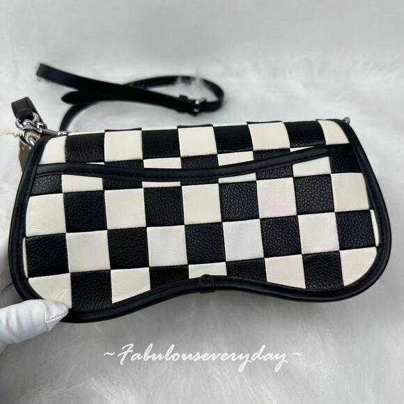 Coach Coachtopia Checkerboard Upcrafted Leather Wavy Dinky Crossbody Bag CL769 - Picture 4 of 9